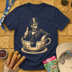 Tranquil Teacups [Engraved] T-Shirt for Theme Park Fans (Navy)