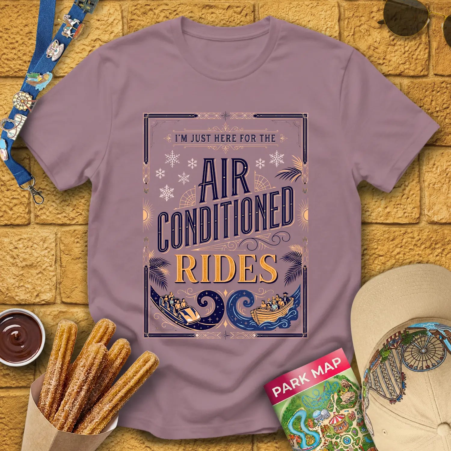 Here For AC Rides [30sPoster] T-Shirt for Theme Park Fans (Paragon)