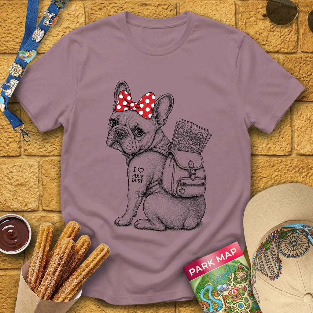 Pixie Dust Frenchie [Woodcut] T-Shirt for Theme Park Fans (Paragon)