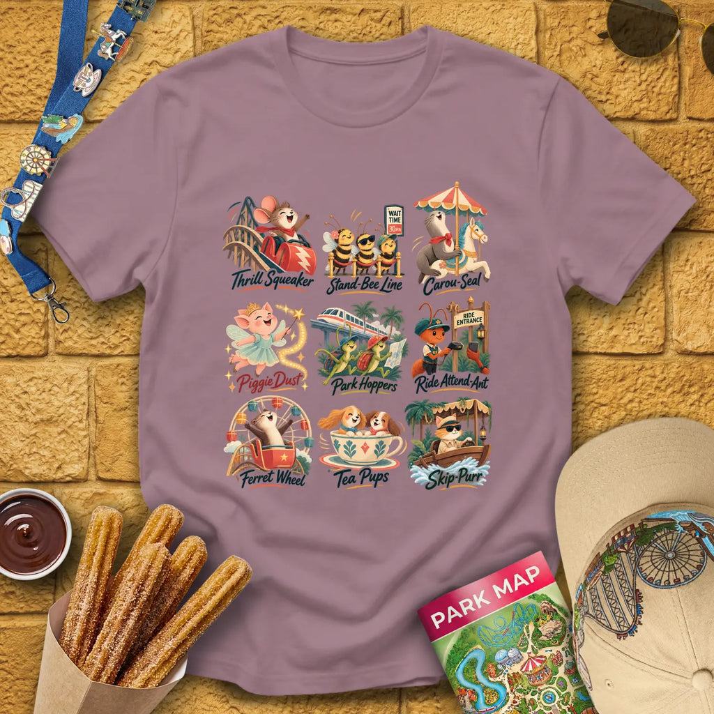 Theme Park Critters [Artsy] T-Shirt for Theme Park Fans (Paragon)