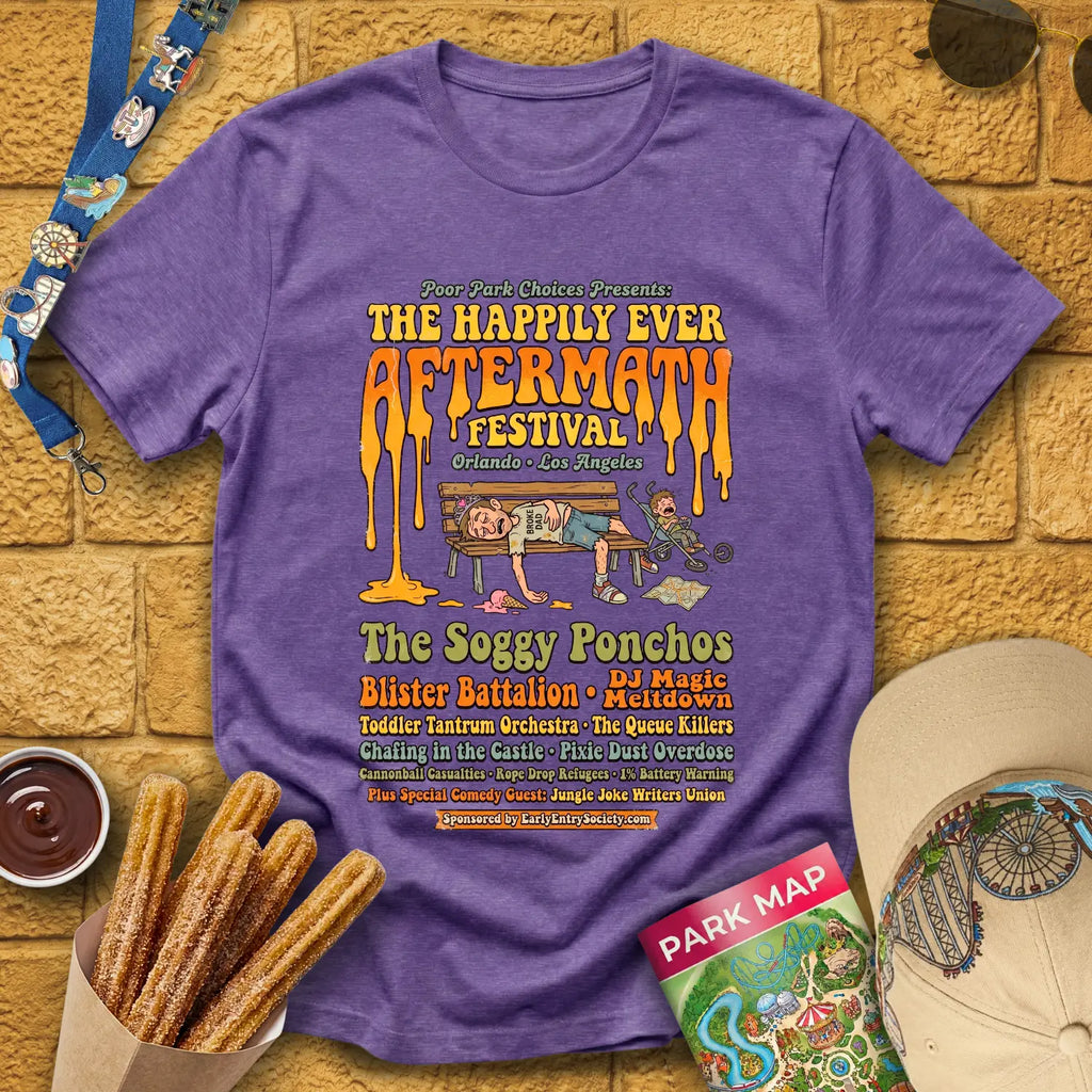 Aftermath Festival [70s] T-Shirt for Theme Park Fans (Heather Purple)