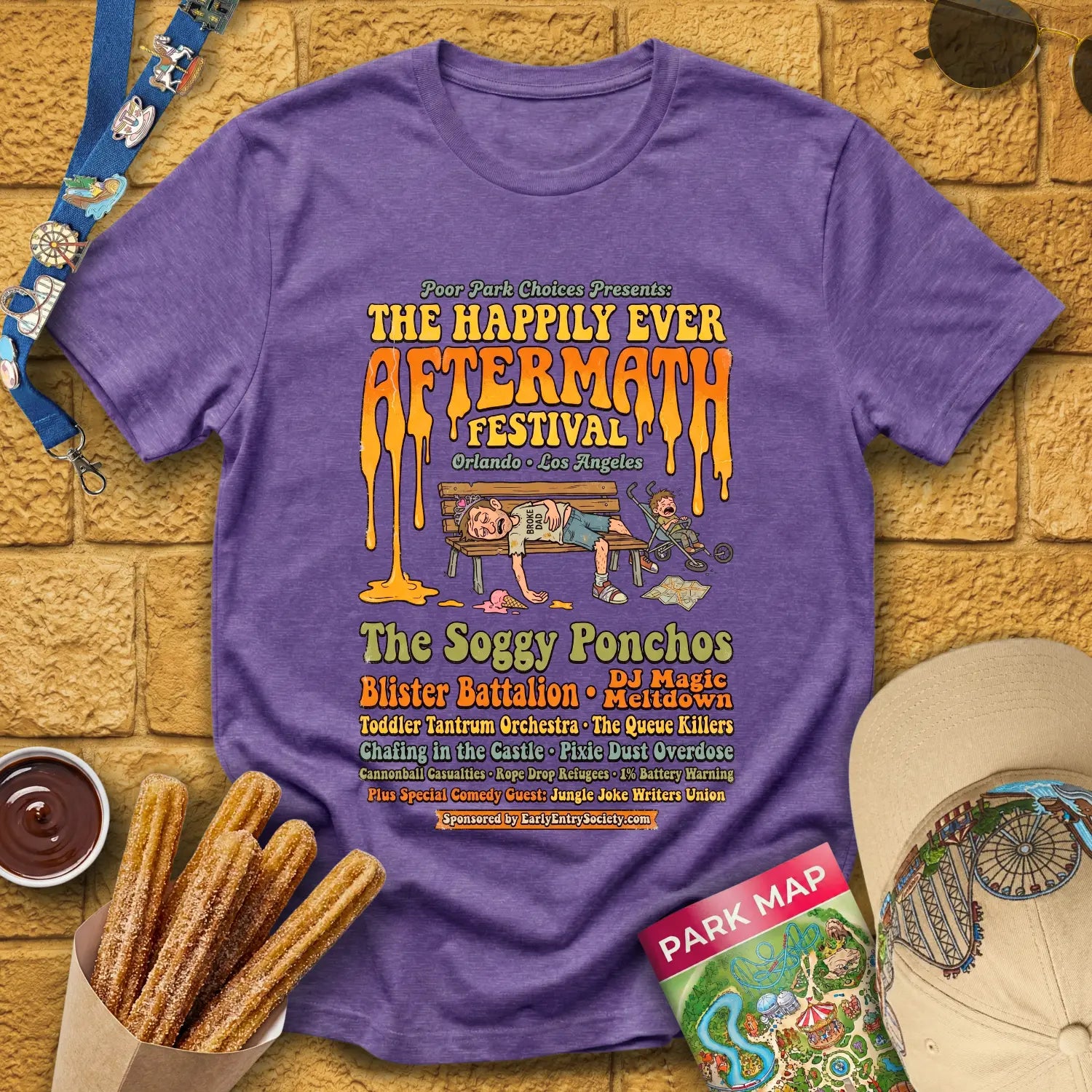 Aftermath Festival [70s] T-Shirt for Theme Park Fans (Heather Purple)