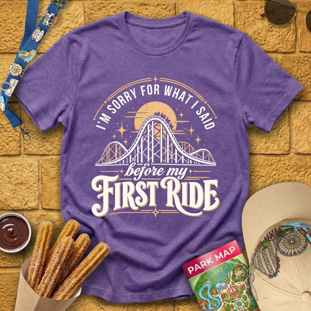 Before First Ride [MidCen] T-Shirt for Theme Park Fans (Heather Purple)