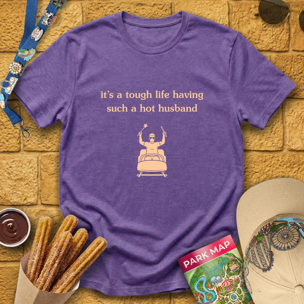 Hot Husband [Sleek] T-Shirt for Theme Park Fans (Heather Purple)