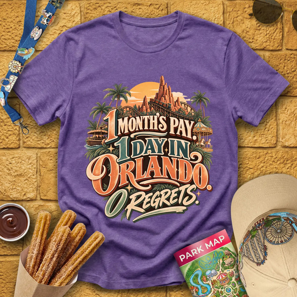 One Orlando Day [Retro] T-Shirt for Theme Park Fans (Heather Purple)