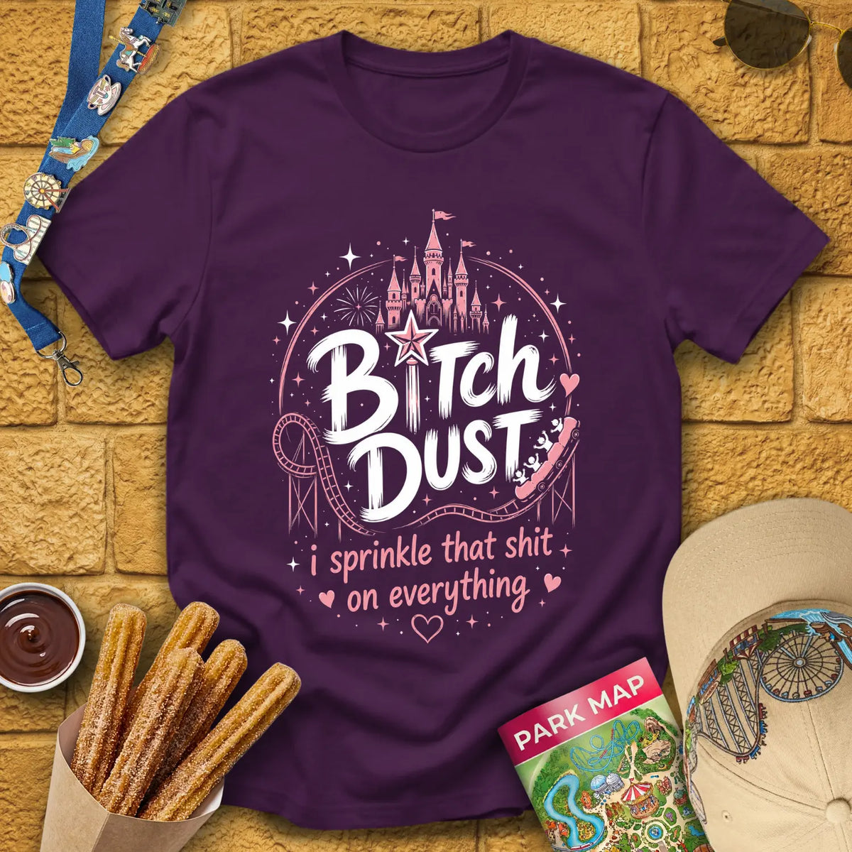 B#### Dust [Girlie] T-Shirt for Theme Park Fans (Purple)