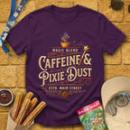 Caffeine & Pixie Dust [VictorianOval] T-Shirt for Theme Park Fans (Purple)