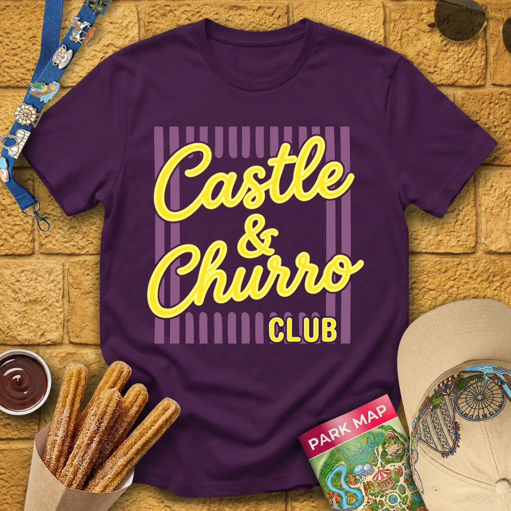 Castle & Churro Club [Chic] T-Shirt for Theme Park Fans (Purple)