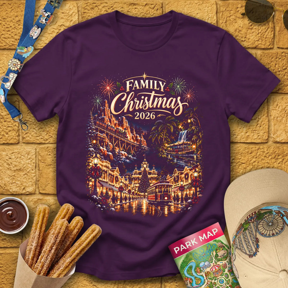 Family Christmas 2026 [Magic] T-Shirt for Theme Park Fans (Purple)