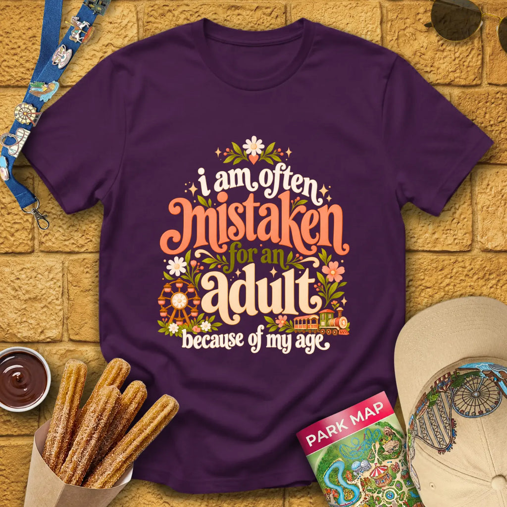 Mistaken For Adult [Boho] T-Shirt for Theme Park Fans (Purple)