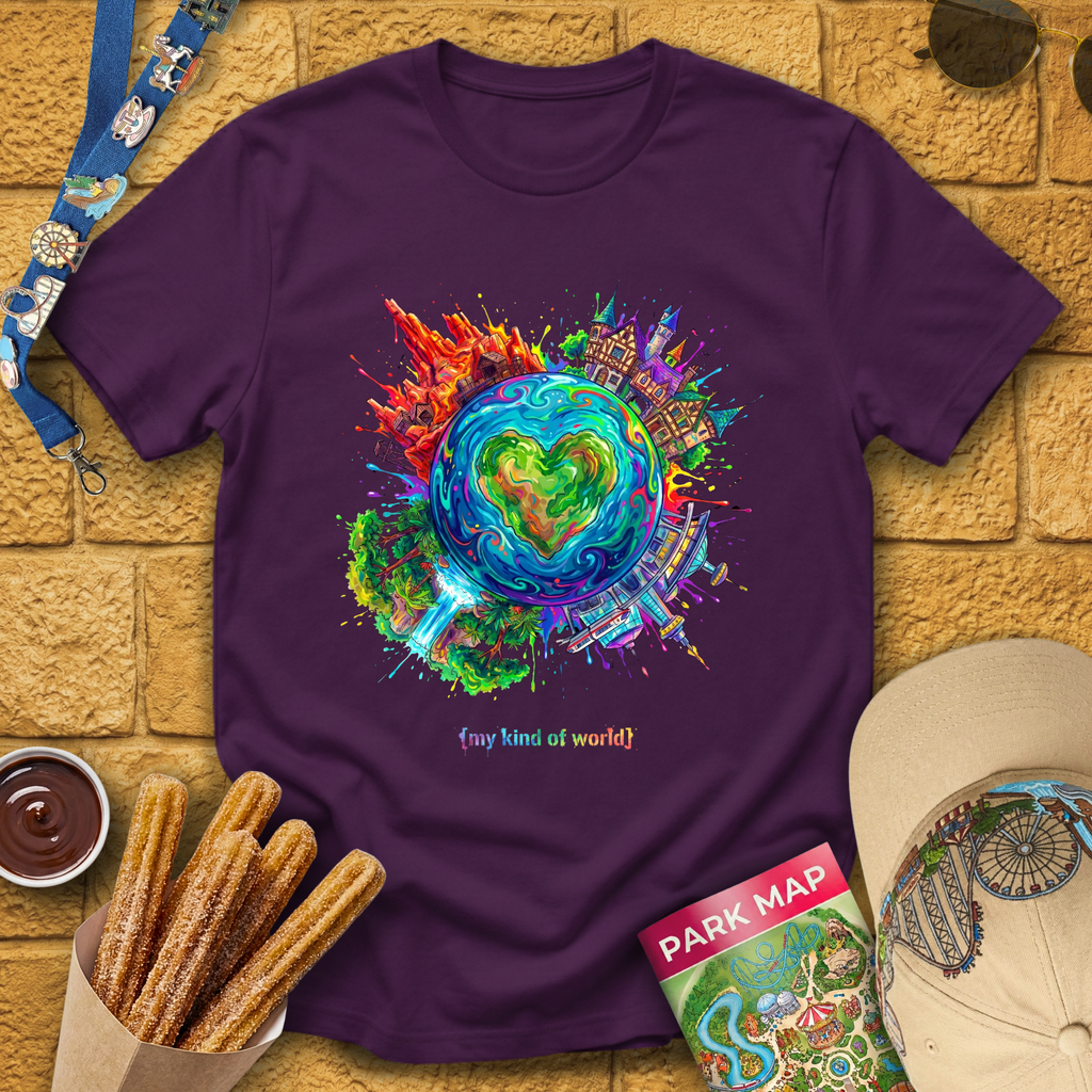 My Kind Of World [ArtBurst] T-Shirt for Theme Park Fans (Purple)