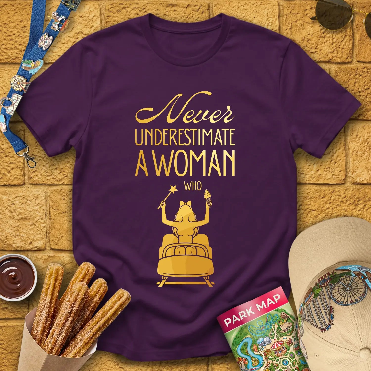 Never Underestimate [Elite] T-Shirt for Theme Park Fans (Purple)