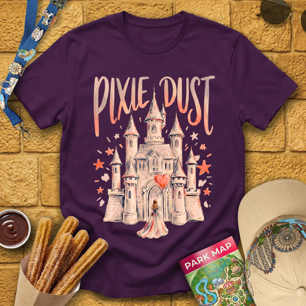 Pixie Dust Castle [Artsy] T-Shirt for Theme Park Fans (Purple)