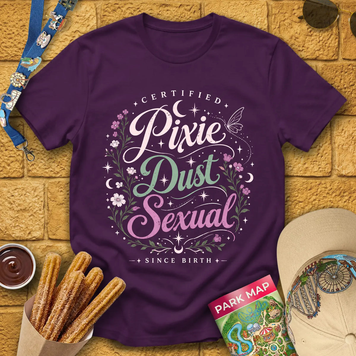 Pixie Dust S... [Artsy] T-Shirt for Theme Park Fans (Purple)