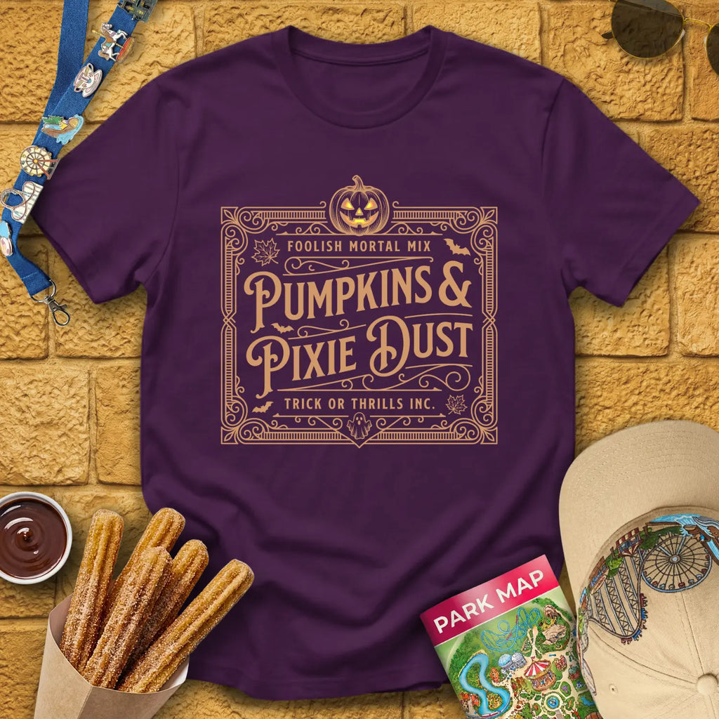 Pumpkins & Pixie Dust [Victorian] T-Shirt for Theme Park Fans (Purple)