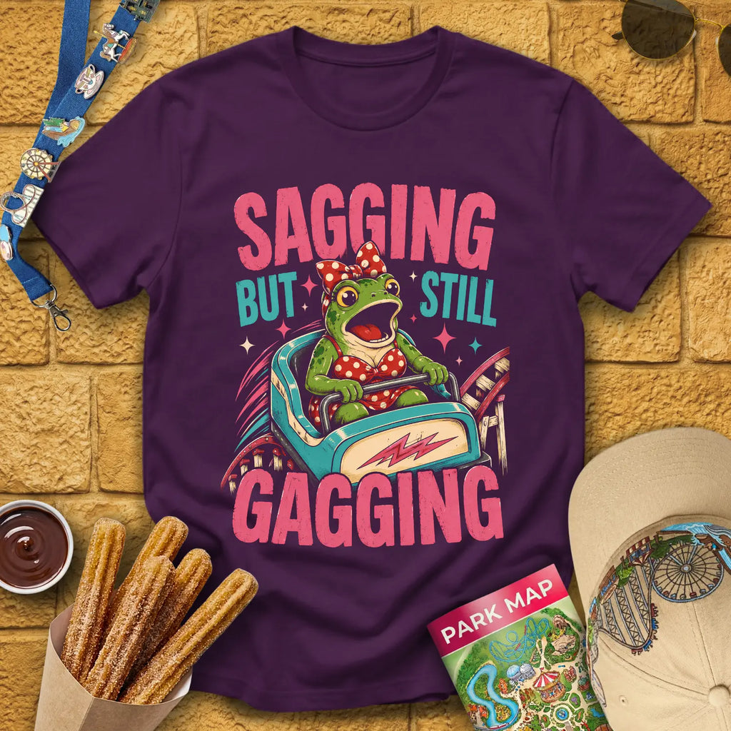Sagging But Gagging [RetroPop] T-Shirt for Theme Park Fans (Purple)