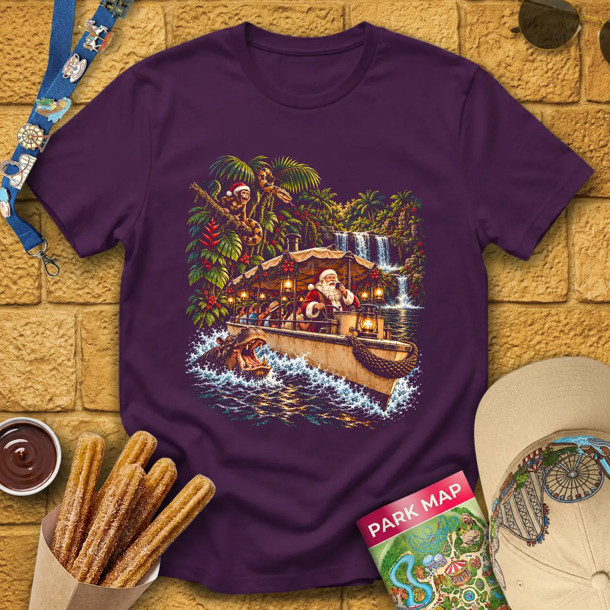 Santa Skipper [Cinematic] T-Shirt for Theme Park Fans (Purple)