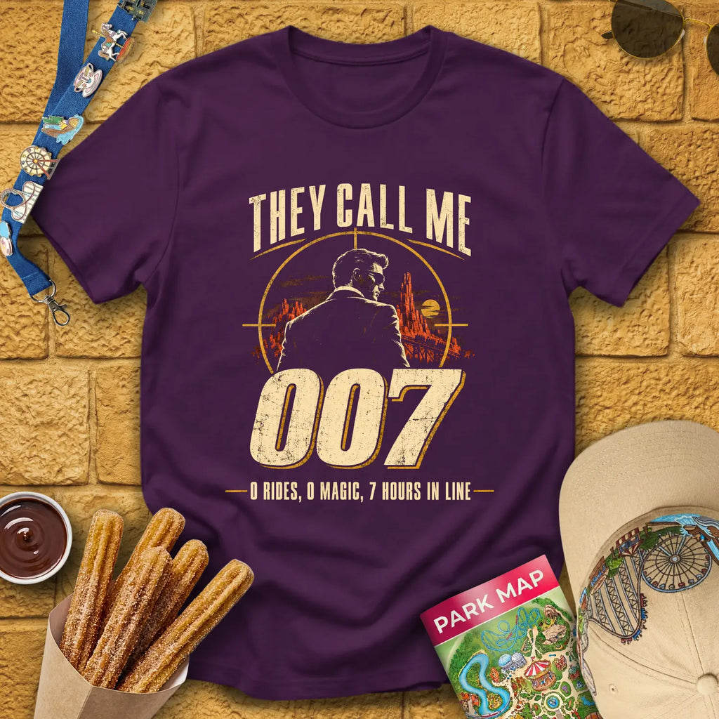 They Call Me 007 [Retro] T-Shirt for Theme Park Fans (Purple)