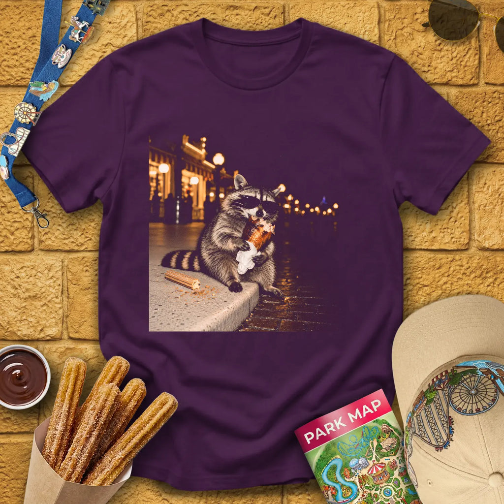 Turkey Leg Raccoon [Cinematic] T-Shirt for Theme Park Fans (Purple)