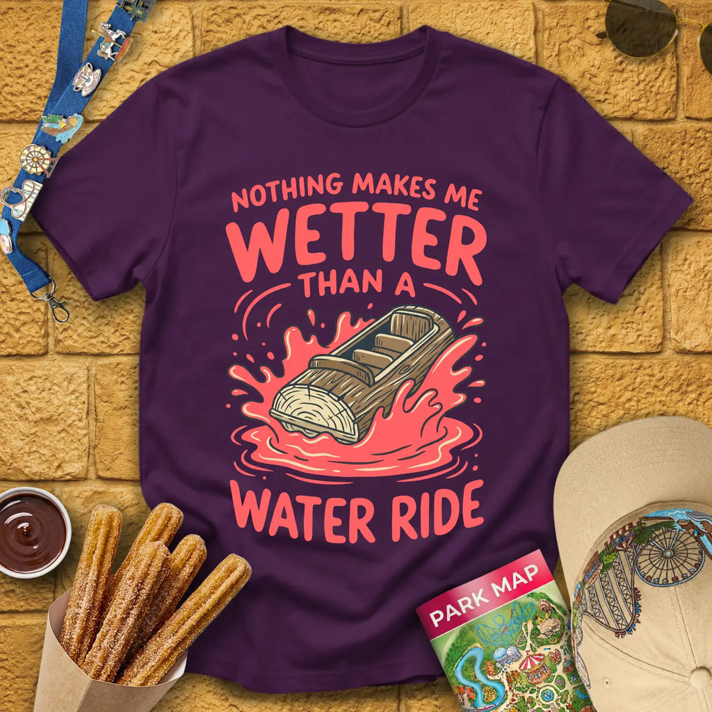 Wetter Than Water Ride [Graphic] T-Shirt for Theme Park Fans (Purple)