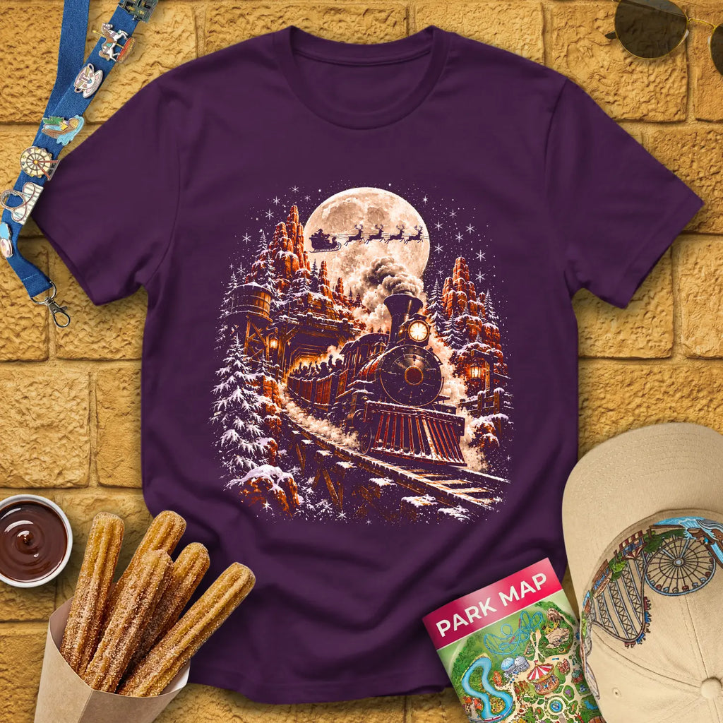Xmas Mine Train [Cinematic] T-Shirt for Theme Park Fans (Purple)