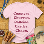 Coasters. Churros. Caffeine. [70s] T-Shirt