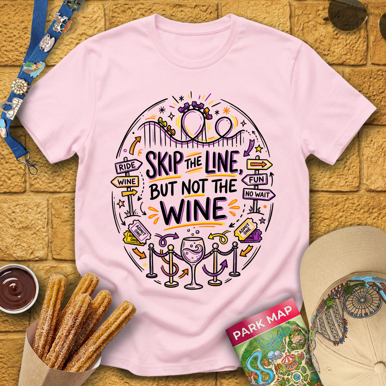 Skip Line, Not Wine 1 [Doodle] T-Shirt