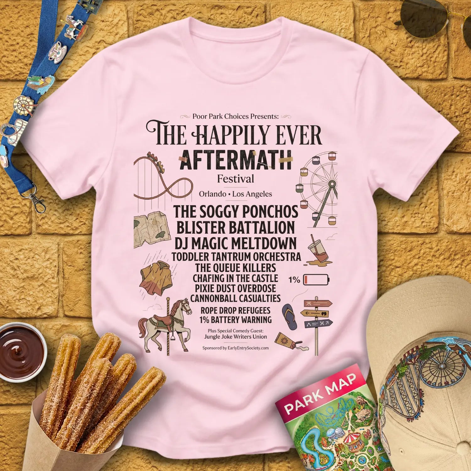 Aftermath Festival [Boutique] T-Shirt for Theme Park Fans (Light Pink)