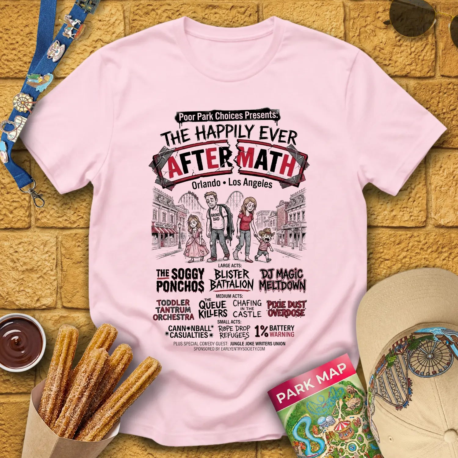 Aftermath Festival [Punk] T-Shirt for Theme Park Fans (Light Pink)