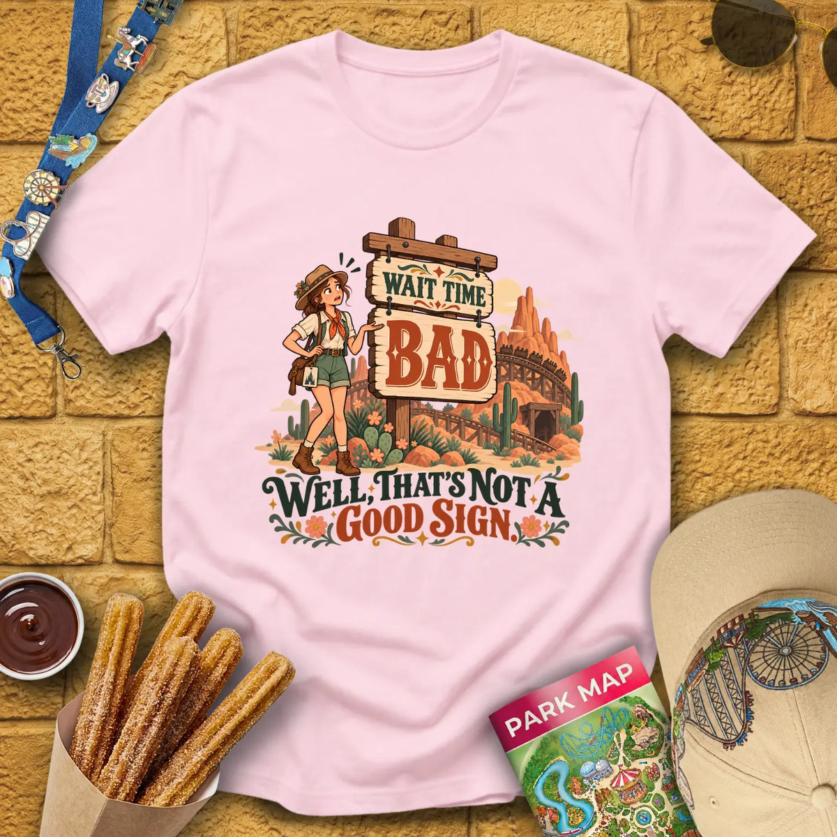 Bad Wait Time [Boho] T-Shirt for Theme Park Fans (Light Pink)