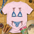 Bikini [Distressed] T-Shirt for Theme Park Fans (Light Pink)