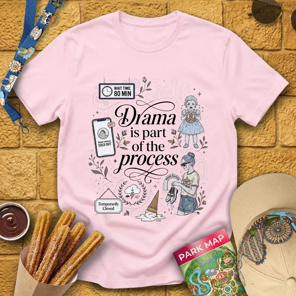 Drama Process [Artsy] T-Shirt for Theme Park Fans (Light Pink)