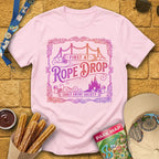 First At Rope Drop [Victorian] T-Shirt for Theme Park Fans (Light Pink)
