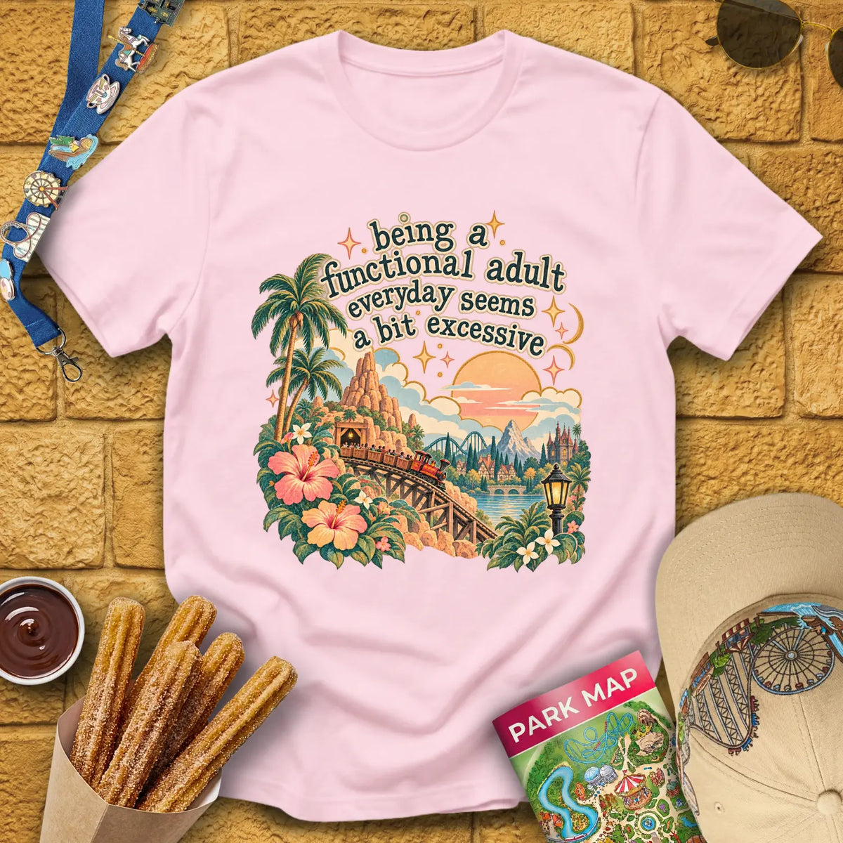 Functional Adult [FairyBoho] T-Shirt for Theme Park Fans (Light Pink)
