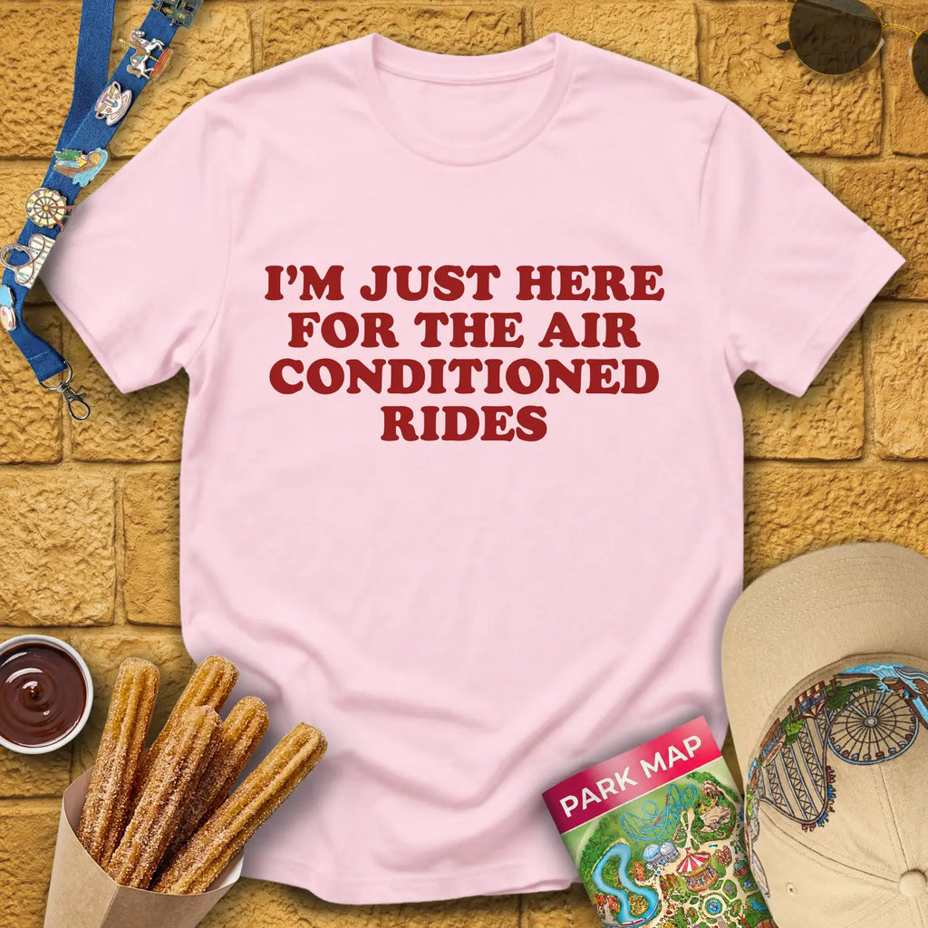 Here For AC Rides [RetroBold] T-Shirt for Theme Park Fans (Light Pink)