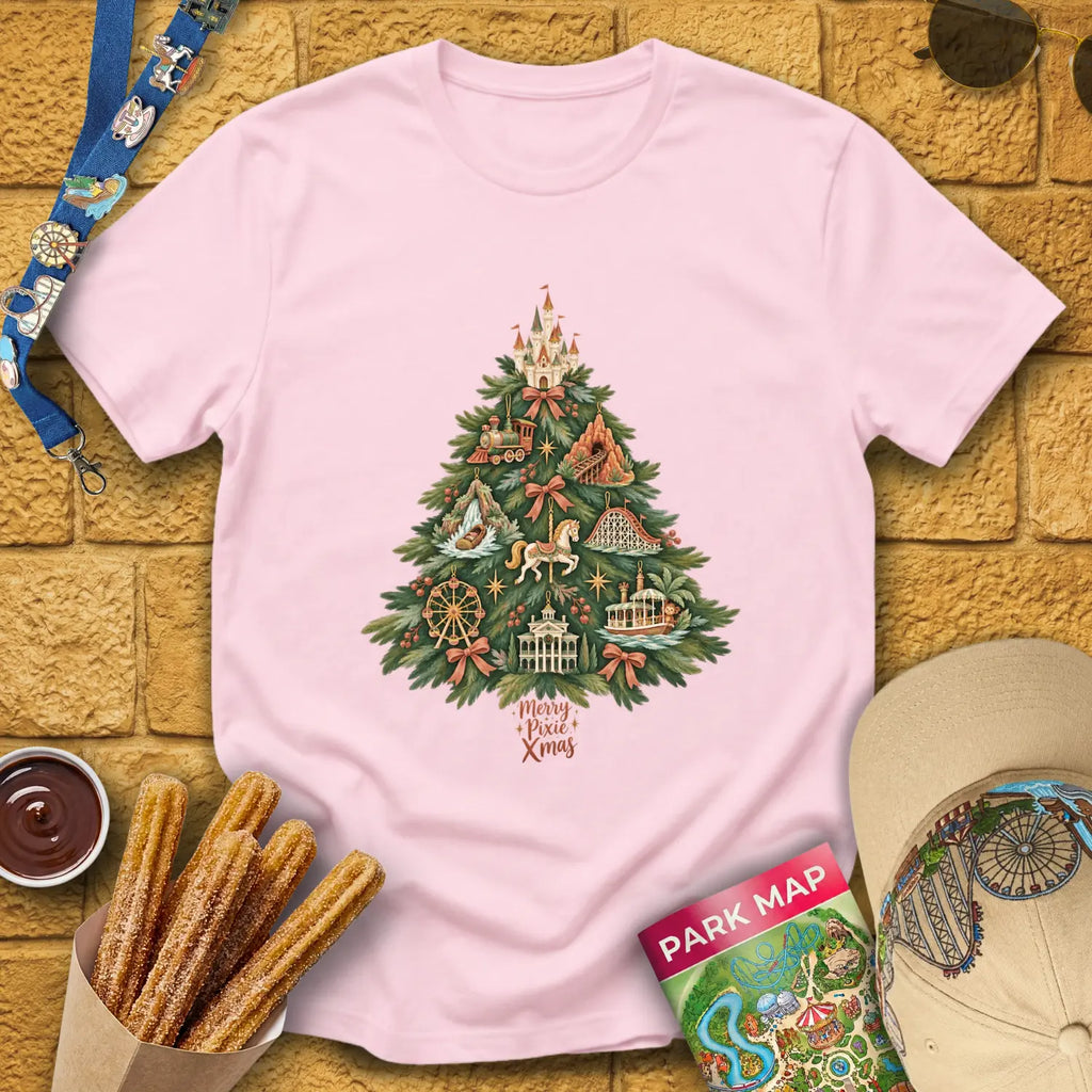 Merry Pixie Tree [ArtsyBoho] T-Shirt for Theme Park Fans (Light Pink)