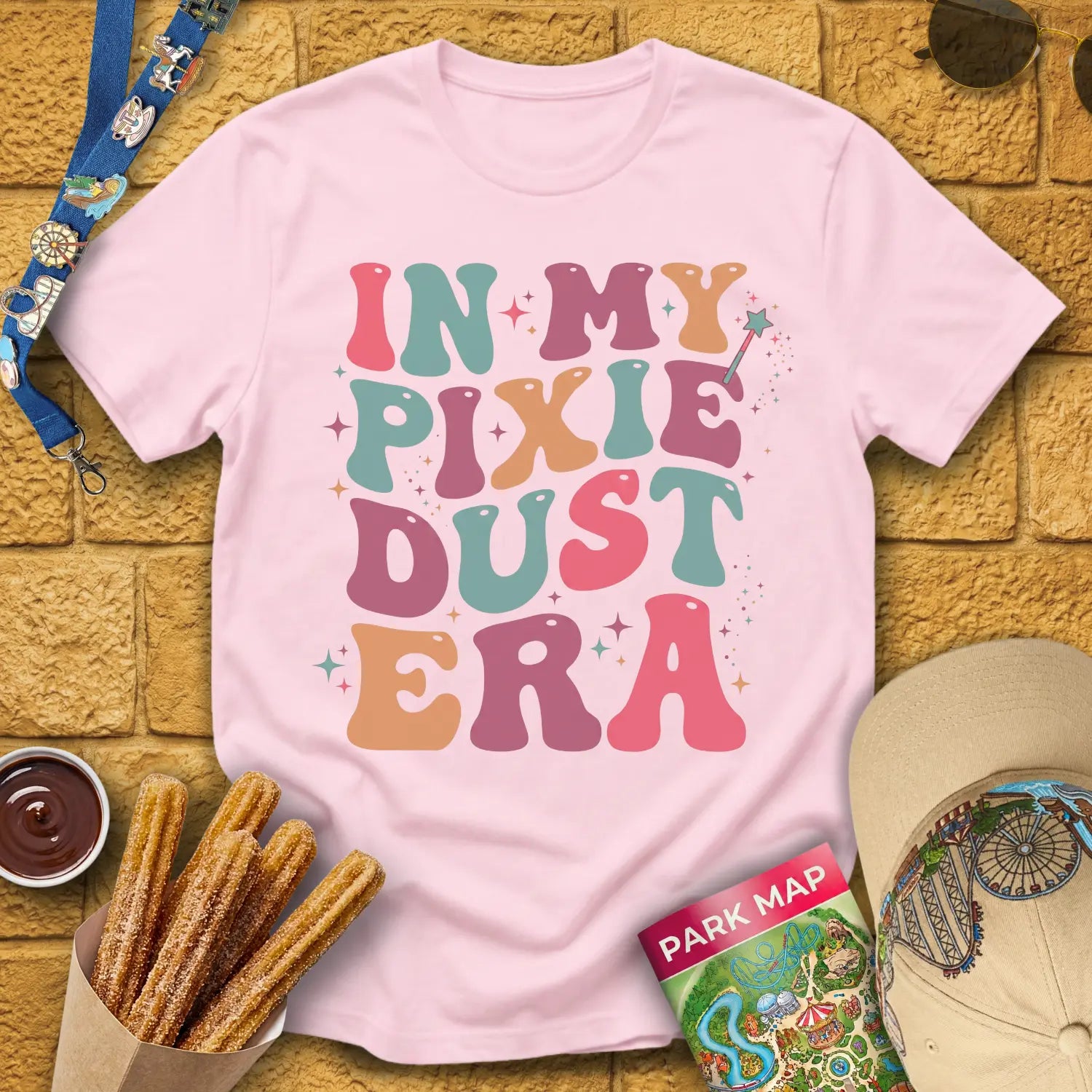 Pixie Dust Era [Bold70s] T-Shirt for Theme Park Fans (Light Pink)