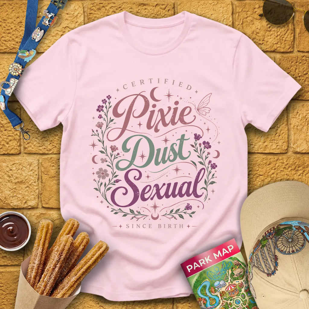 Pixie Dust S... [Artsy] T-Shirt for Theme Park Fans (Light Pink)