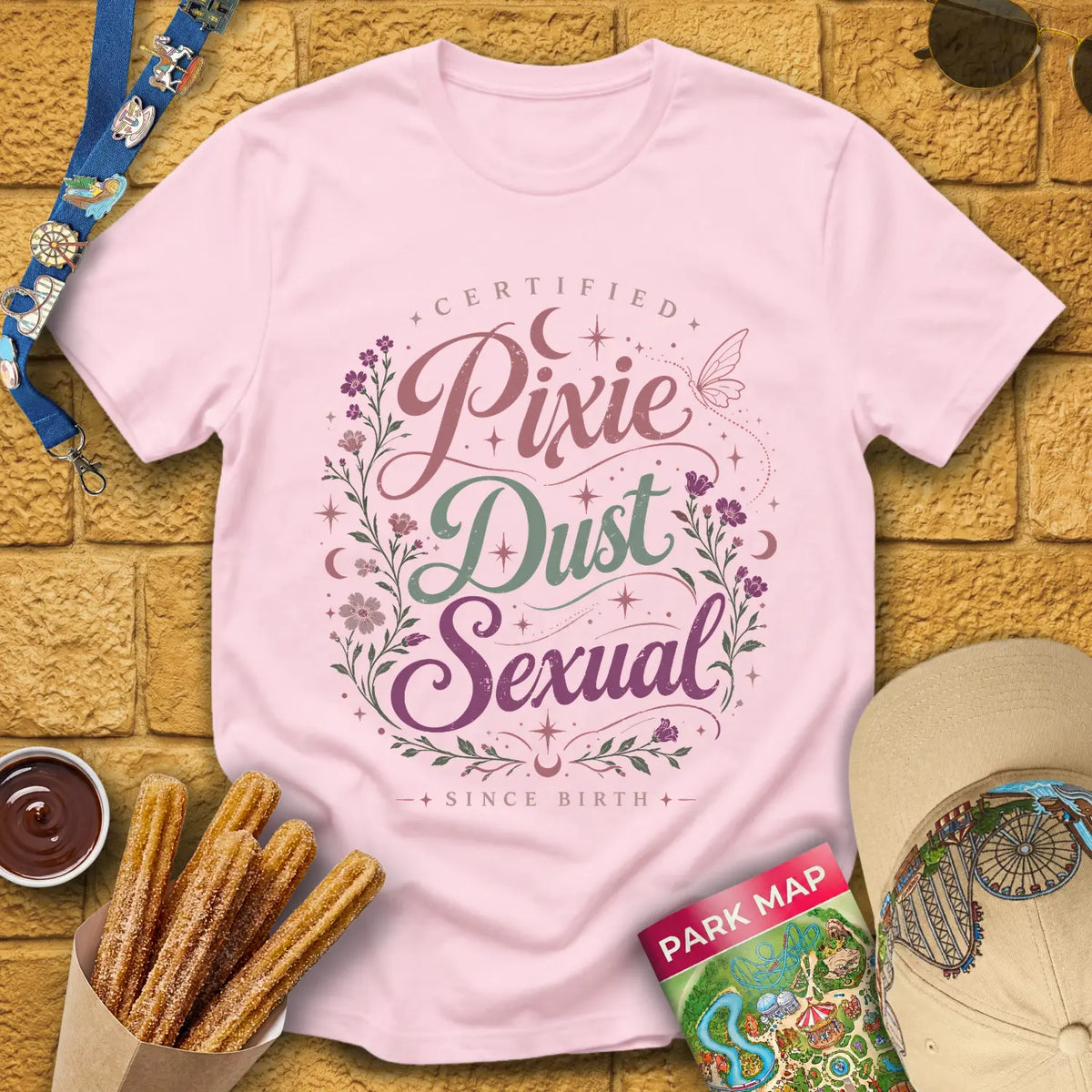 Pixie Dust S... [Artsy] T-Shirt for Theme Park Fans (Light Pink)