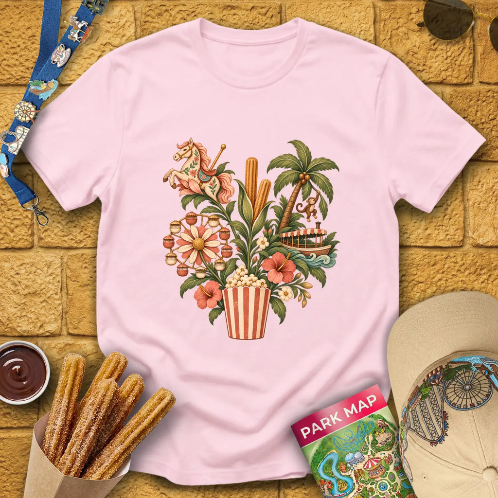 Popcorn Park Plant [Boho] T-Shirt for Theme Park Fans (Light Pink)