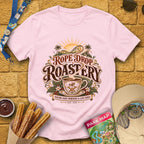 Rope Drop Roastery [Vintage] T-Shirt for Theme Park Fans (Light Pink)