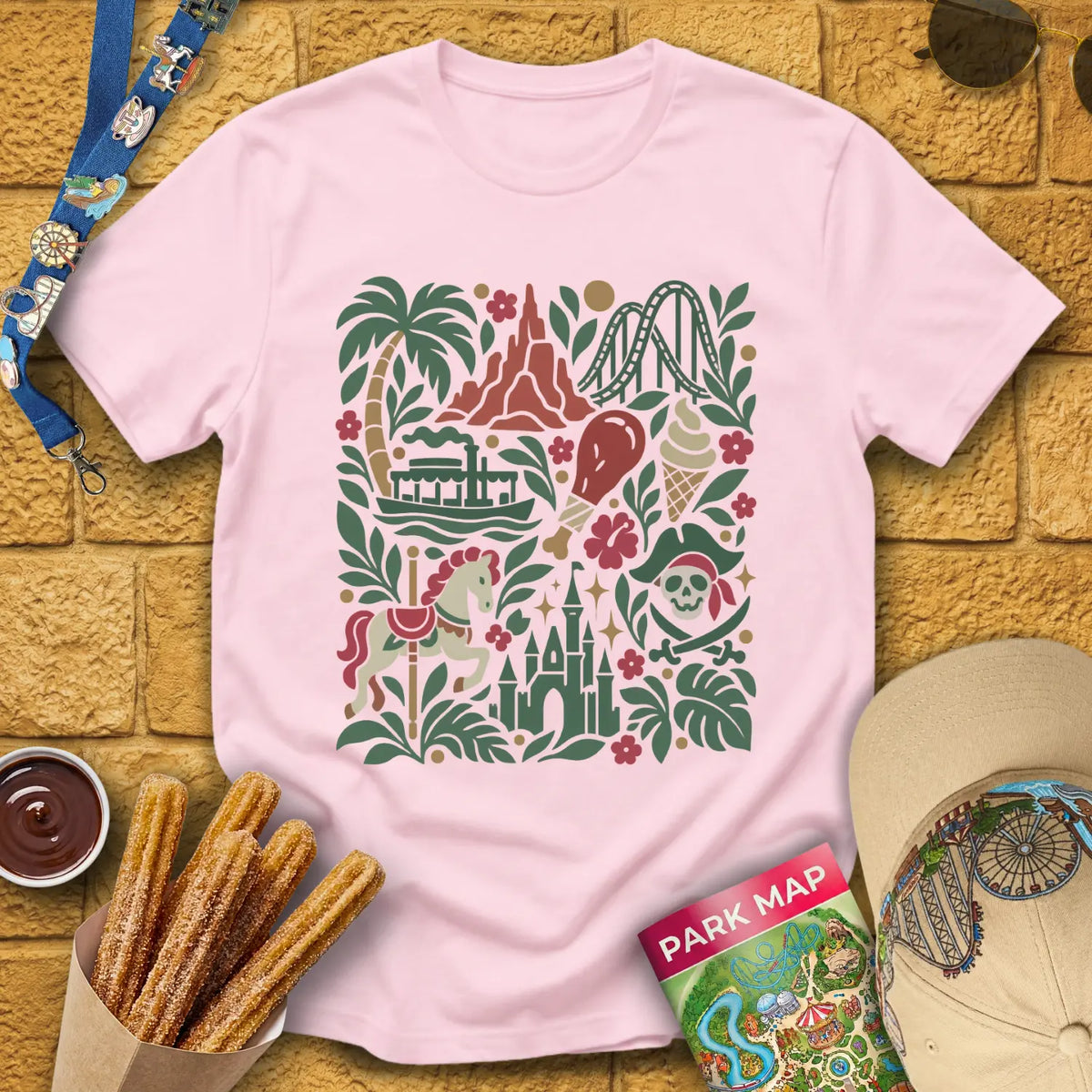 Theme Park Collage [FolkArt] T-Shirt