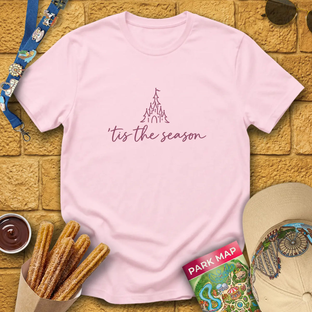 'Tis The Season [Sleek] T-Shirt for Theme Park Fans (Light Pink)