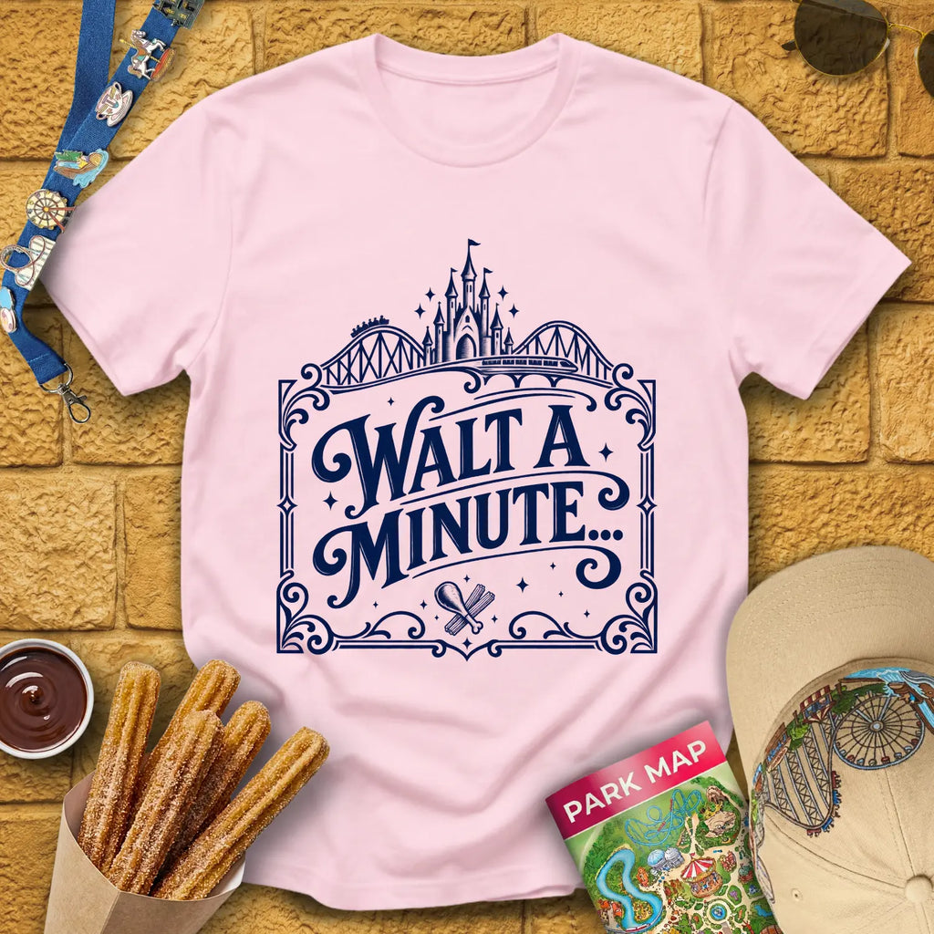 Walt A Minute... [Victorian] T-Shirt for Theme Park Fans (Light Pink)