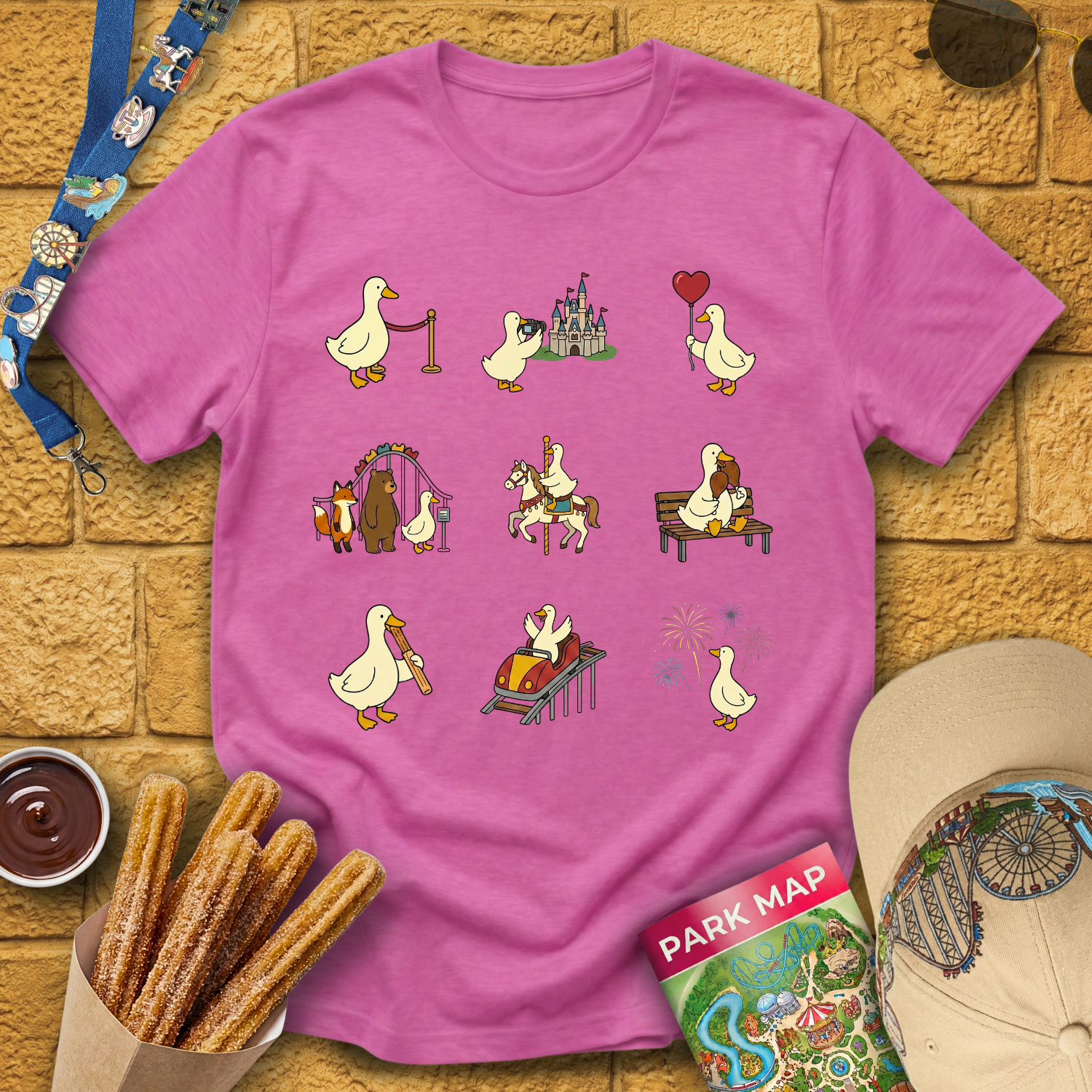 Theme Park Goose [Grid] T-Shirt