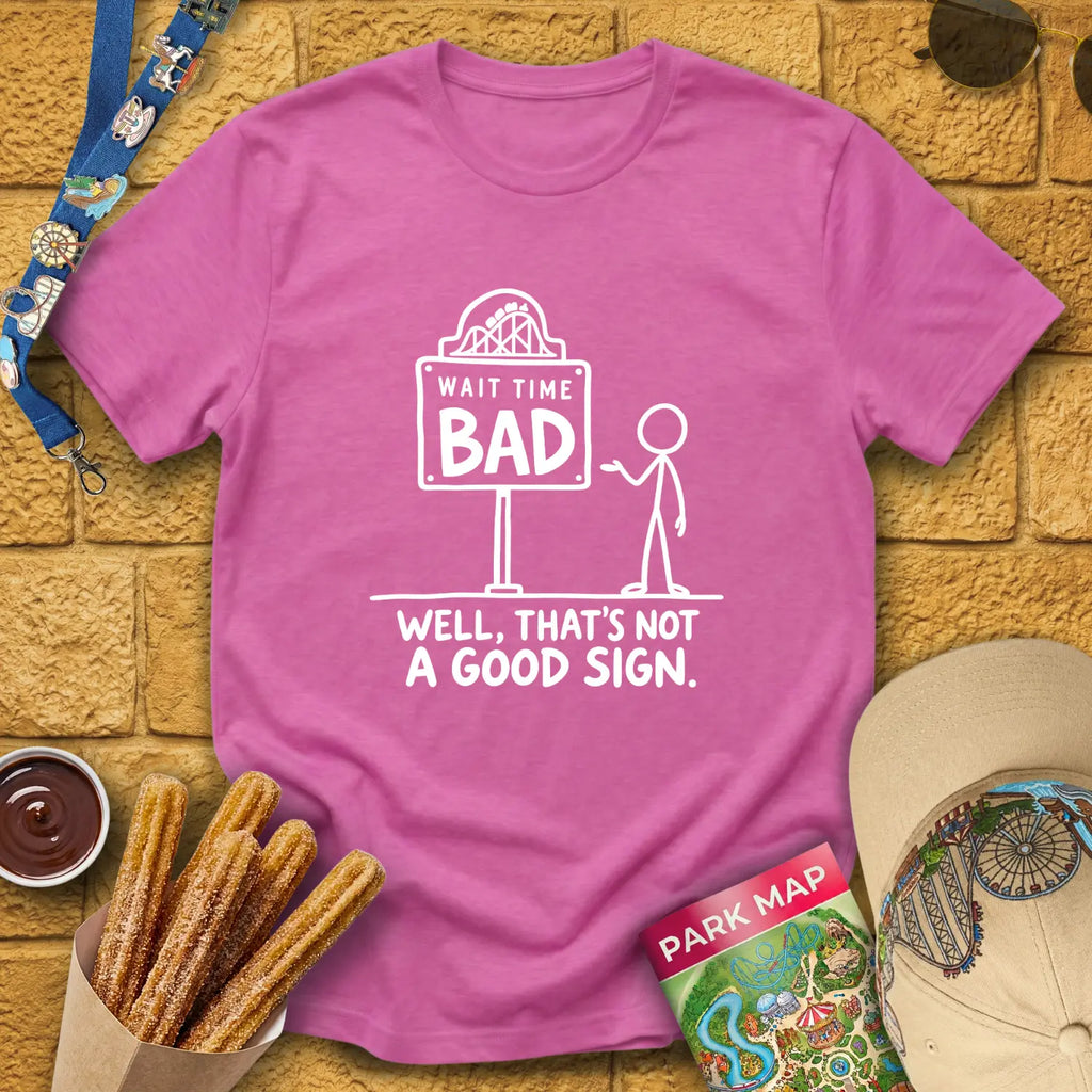 Bad Wait Time [Illu] T-Shirt for Theme Park Fans (Heather Berry)