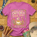 Caffeine & Pixie Dust [RetroBoho2] T-Shirt for Theme Park Fans (Heather Berry)