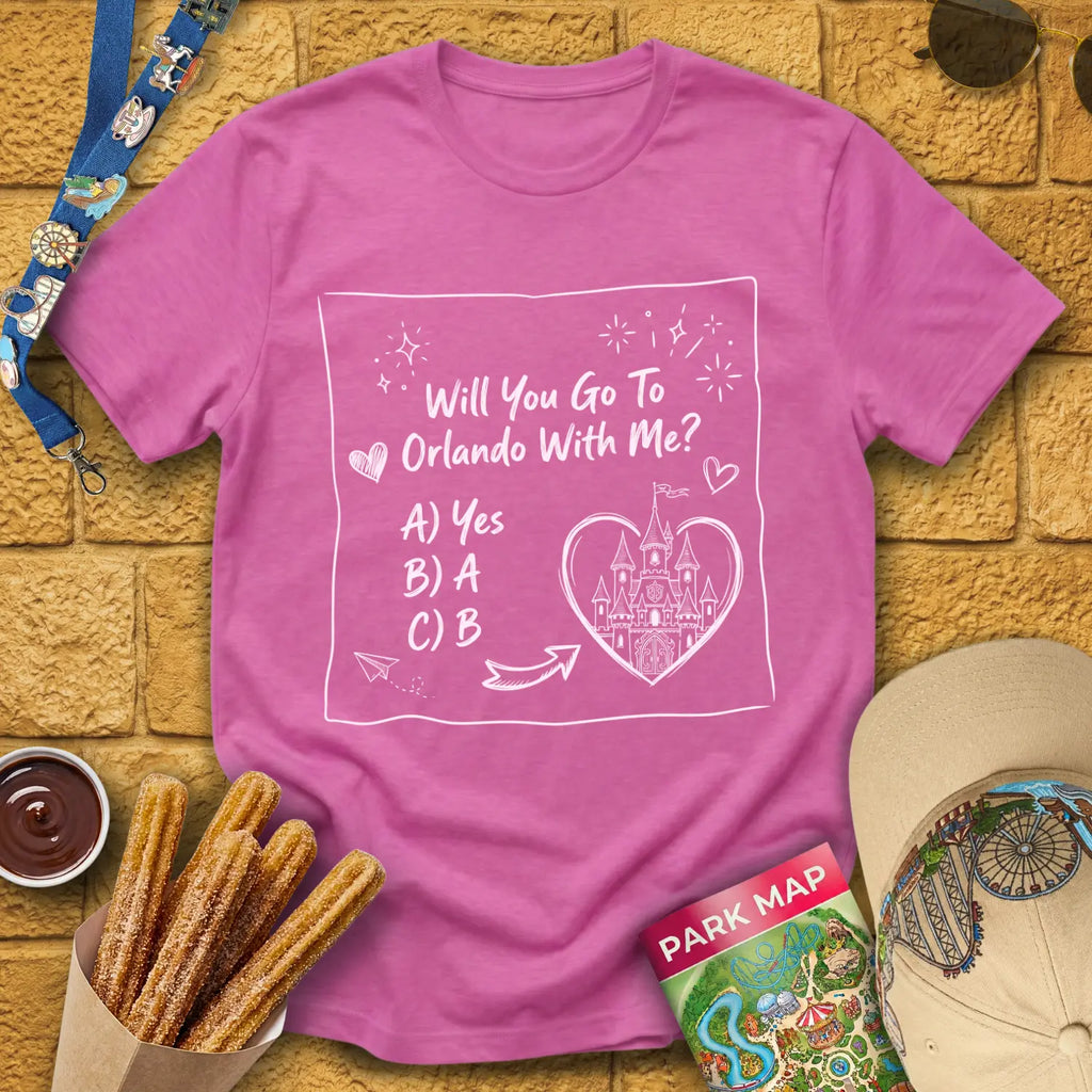 Go To Orlando [Doodle] T-Shirt for Theme Park Fans (Heather Berry)