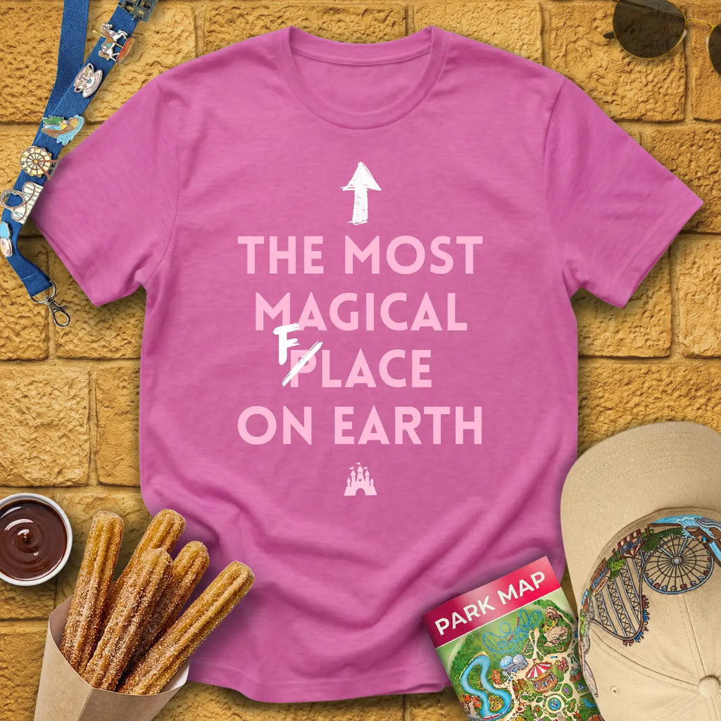 Most Magical Face [Sleek] T-Shirt for Theme Park Fans (Heather Berry)