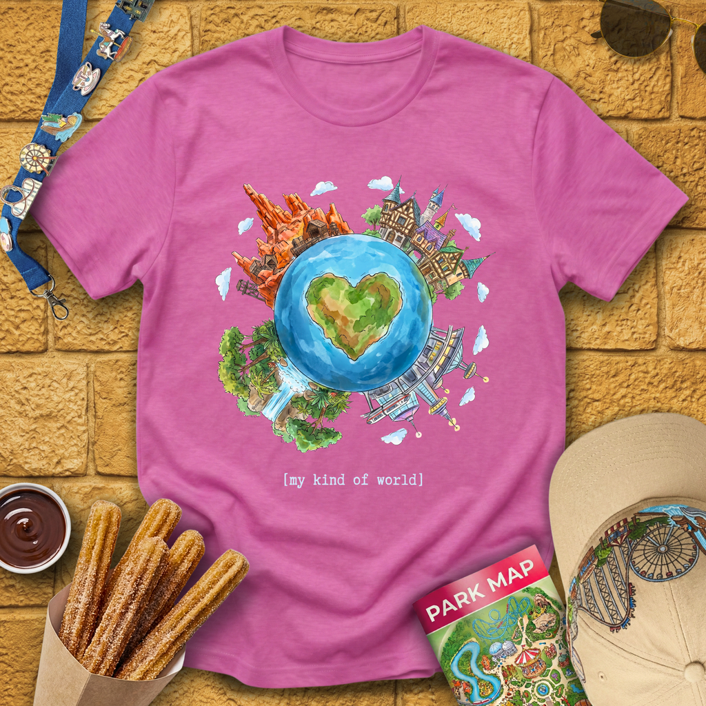 My Kind Of World [PenWash] T-Shirt for Theme Park Fans (Heather Berry)
